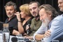 Konferencja prasowa po projekcji filmu „Kos”. Od lewej Jacek Braciak (Kościuszko), Aneta Hickinbotham (producentka), Paweł Maślona (reżyser filmu) oraz Robert Więckiewicz (rotmistrz Iwan Dunin). 