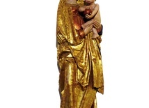 Figura pochodzi z parafii Wszystkich Świętych w Sierotach (ok. 1500 r.).