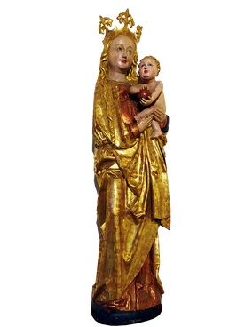 Figura pochodzi z parafii Wszystkich Świętych w Sierotach (ok. 1500 r.).