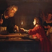 Gerrit van Honthorst, „Dzieciństwo Jezusa”, olej na płótnie, ok. 1620, Ermitaż, Sankt Petersburg.