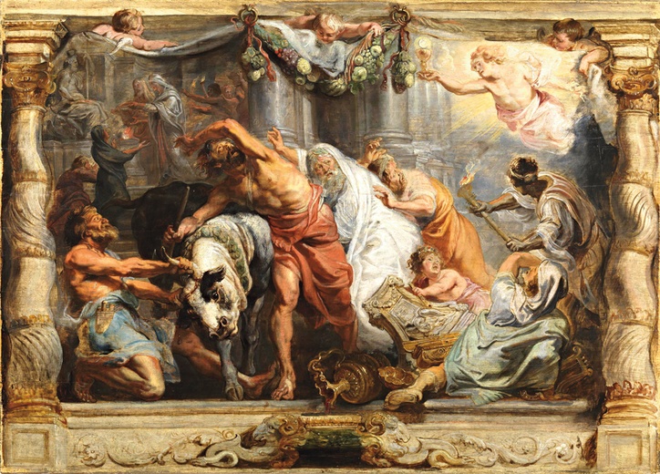 Peter Paul Rubens, „Triumf Eucharystii nad bałwochwalstwem”, olej na desce, 1625–1626, Muzeum Prado, Madryt.