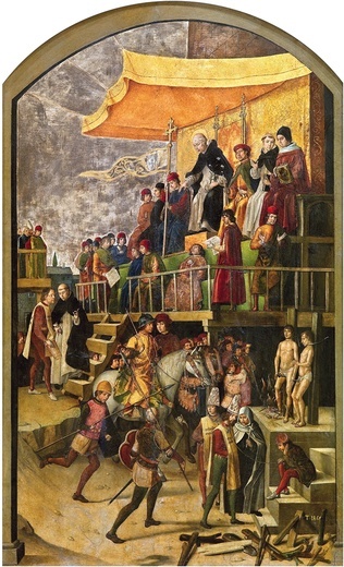 Obraz Pedra Berruguete (ok. 1495) przedstawia św. Dominika przewodniczącego procesowi inkwizycyjnemu w czasie „auto-da-fé” - deklaracji oskarżonego przyjęcia lub odrzucenia wiary katolickiej. 