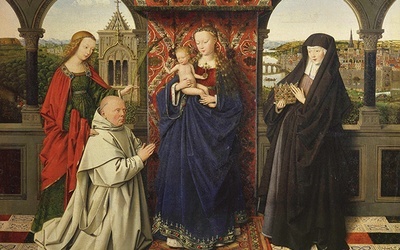 Jan van Eyck Madonna z Dzieciątkiem, świętymi i donatorem olej na desce, ok. 1441–1443 Frick Collection, Nowy Jork 