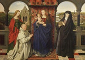 Jan van Eyck Madonna z Dzieciątkiem, świętymi i donatorem olej na desce, ok. 1441–1443 Frick Collection, Nowy Jork 