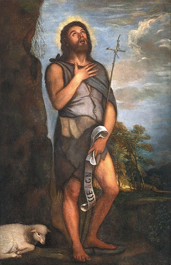 Tycjan (Tiziano Vecellio) Św. Jan Chrzciciel  olej na płótnie, 1550–1555 Muzeum Prado, Madryt