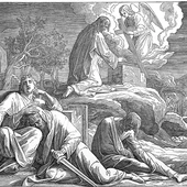 Modlitwa Jezusa  w Ogrodzie Oliwnym.  Rycina w Biblii z 1909 r.