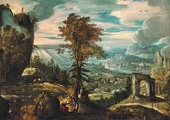 Lodewijk Toeput Krajobraz z kuszeniem Chrystusa  olej na płótnie, koniec XVI w. kolekcja prywatna 
