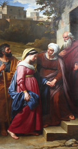 Nawiedzenie Elżbiety przez brzemienną Maryję. XIX-wieczny obraz w kościele św. Szczepana w Paryżu. 