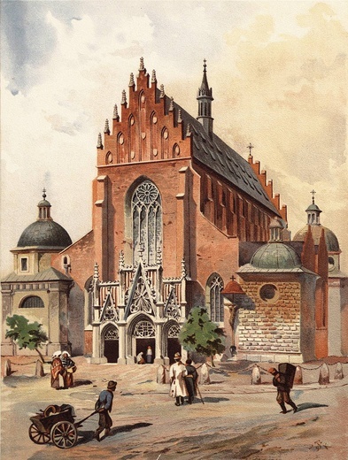 Kościół dominikanów na akwareli z lat 1886–1887. 