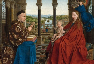  Madonna kanclerza Rolina – 1435 r.  Muzeum Luwr w Paryżu Jan van Eyck  (ok. 1390–1441) 