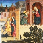Guidoccio Cozzarelli, „Sceny z życia Maryi”, tempera na desce, ok. 1480–1490, Lowe Art Museum, Miami (USA). Artysta połączył tu dwie sceny, które dzieli dziewięć miesięcy. Z prawej strony Archanioł Gabriel zwiastuje Maryi, że została wybrana na Matkę Syna Bożego. Maryja zgadza się być posłuszną woli Boga i w tym momencie następuje wcielenie Jezusa. Z lewej strony widzimy natomiast ciężarną Maryję i prowadzącego osiołka św. Józefa, jak wspólnie wyruszają w drogę. Wkrótce dotrą do Betlejem, gdzie Syn Boży pr…