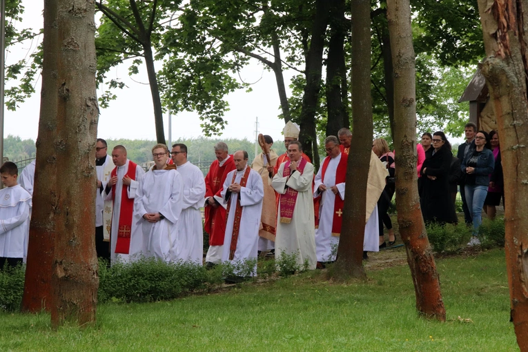 Poświęcenie nowej Drogi Krzyżowej przy kościele w Skarbimierzu