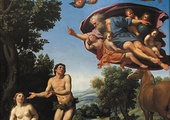 Domenico Zampieri,  zwany Domenichino Bóg karze Adama i Ewę  za nieposłuszeństwo  olej na blasze, 1623–1625 Muzeum Miejskie, Grenoble