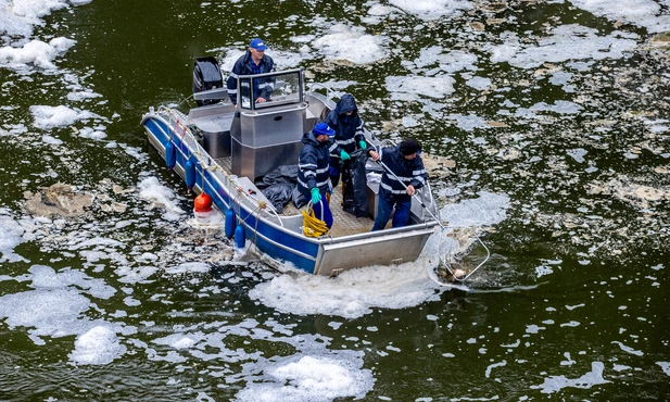Śląskie. Wędkarze pomagają wyławiać śnięte ryby z jeziora Dzierżno Duże i z Kanału Gliwickiego