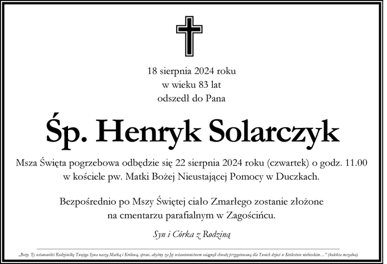 Zmarł tata biskupa Marka Solarczyka
