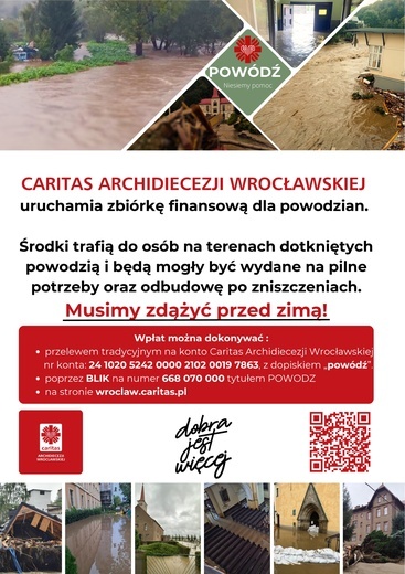 Caritas Archidiecezji Wrocławskiej uruchamia zbiórkę finansową dla powodzian