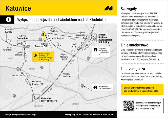 Katowice. Komunikacja miejska na czas remontu wiaduktów kolejowych