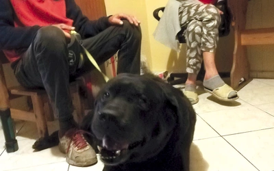 Hugo, należący dawniej do ks. Tomasza, z panem Józefem i jego żoną.