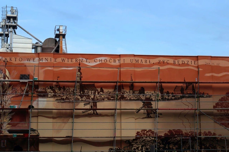 Mural z Chrystusem Zmartwychwstałym