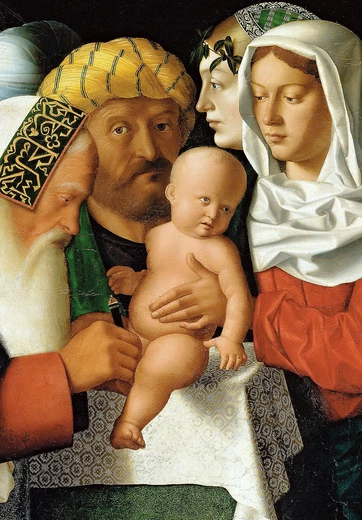 Scena obrzezania Jezusa. Ten wycięty wtedy  obrzezek czy napletek  nazywano w Europie  po łacinie  – sanctum praeputium. 