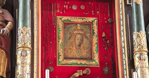 Napis umieszczony pod wizerunkiem brzmi: „Effigies B.M.V. Rokitnensis Miraculis clara” (Obraz NMP Rokitniańskiej łaskami słynący).