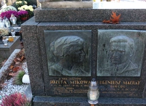 Szpary między płytami i odgięta tablica prof. Eugeniusza Machaya.