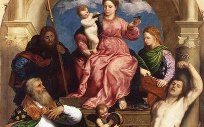 „Madonna z Dzieciątkiem i świętymi” na obrazie z XVI wieku