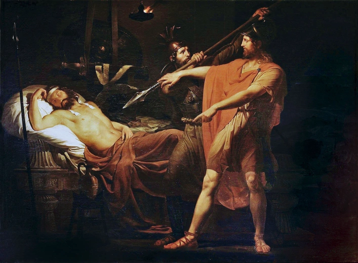 Carlo Bellosio Dawid odbierający Saulowi królewską włócznię olej na płótnie, 1835 Pinakoteka Brera, Mediolan