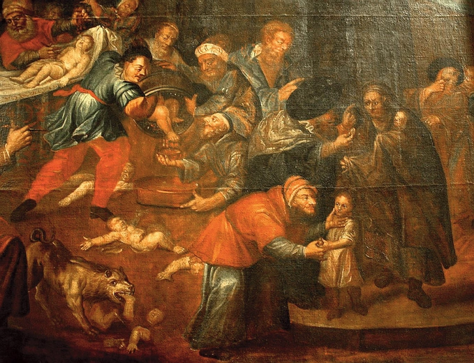 Rzekomy mord rytualny dokonany przez Żydów – XVIII-wieczny obraz Karola de Prevot w katedrze w Sandomierzu.