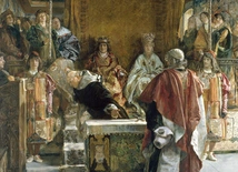 Granada, rok 1492. Inkwizytor Tomas de Torquemada, sam pochodzący z rodziny żydowskich konwertytów, przekonuje parę królewską  – Izabelę Kastylijską i Ferdynanda Aragońskiego  – do wypędzenia Żydów z Hiszpanii.  Autorem obrazu z 1889 r. jest Emilio Sala Frances.