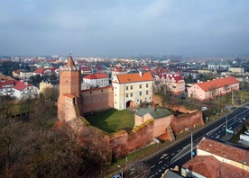 Ceglane mury dawniej otaczała fosa zasilana wodami Bzury. Dziś zamek stoi w miejskim parku