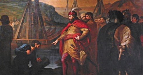 Jan Peszke: Bolesław I Chrobry rozkazuje wbić słupy graniczne na Łabie i Soławie. 