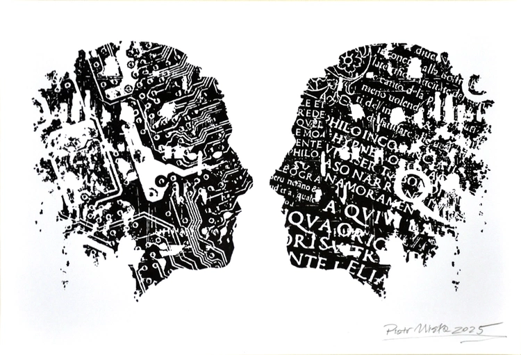 Piotr Wisła, Księgi mądrościowe i nowe wspaniałe światy, tusz, papier, 2025.