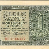 Banknot jednozłotowy z czasów niemieckiej okupacji