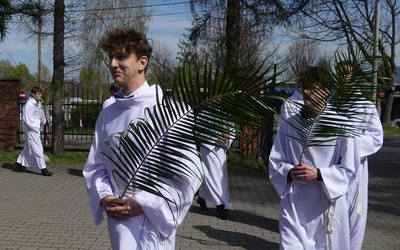 Niedziela Palmowa LSO w Bielsku-Białej 2025 - procesja do kościoła NSPJ