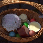 Pokarmy poświęcone u grekokatolików w Radomiu.