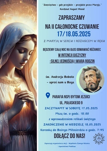 Przez całą noc na głos odmawiany będzie Różaniec