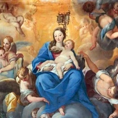 „Madonna z Dzieciątkiem ukazująca się św. Filipowi Nereuszowi i św. Julianie Falconeri” na płótnie z XVIII w.