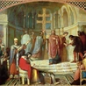 III synod w Toledo w 589 roku i konwersja na katolicyzm króla Wizygotów, Rekkareda I.  Obraz znajduje się w hiszpańskim senacie w Madrycie.  