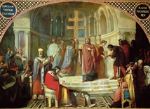 III synod w Toledo w 589 roku i konwersja na katolicyzm króla Wizygotów, Rekkareda I.  Obraz znajduje się w hiszpańskim senacie w Madrycie.  