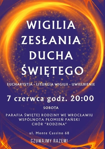 Czuwania w wigilię Zesłania Ducha Świętego