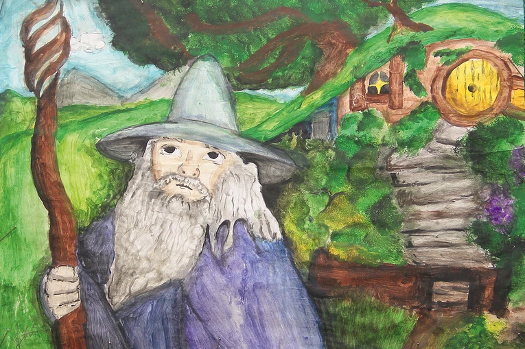 Dzieci chętnie malowały Hobbiton i jego bohaterów.