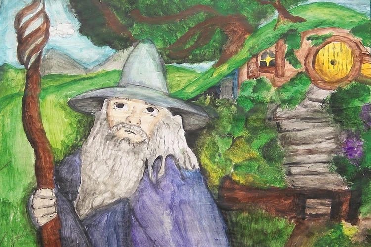 Dzieci chętnie malowały Hobbiton i jego bohaterów.