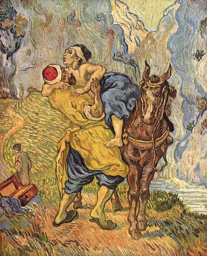 Miłosierny Samarytanin (według Delacroix) na płótnie Vincenta van Gogha