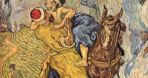 Miłosierny Samarytanin (według Delacroix) na płótnie Vincenta van Gogha