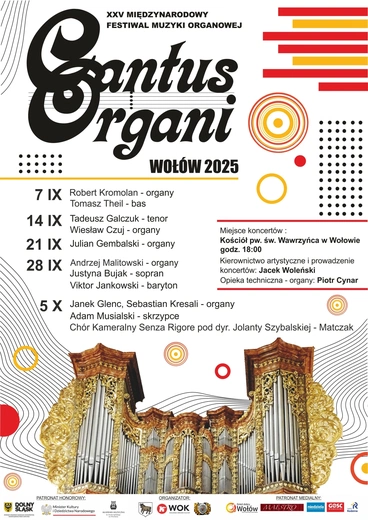 XXV Międzynarodowy Festiwal Muzyki Organowej "Cantus Organi" w Wołowie już wkrótce