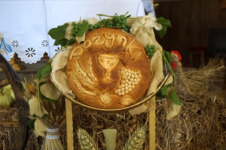 Dożynki diecezjalne w Wielowsi - korony żniwne i plony