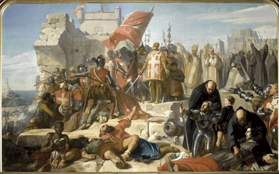 Zakończenie oblężenia Malty na obrazie, który w XIX wieku namalował Charles Philippe Lariviere.