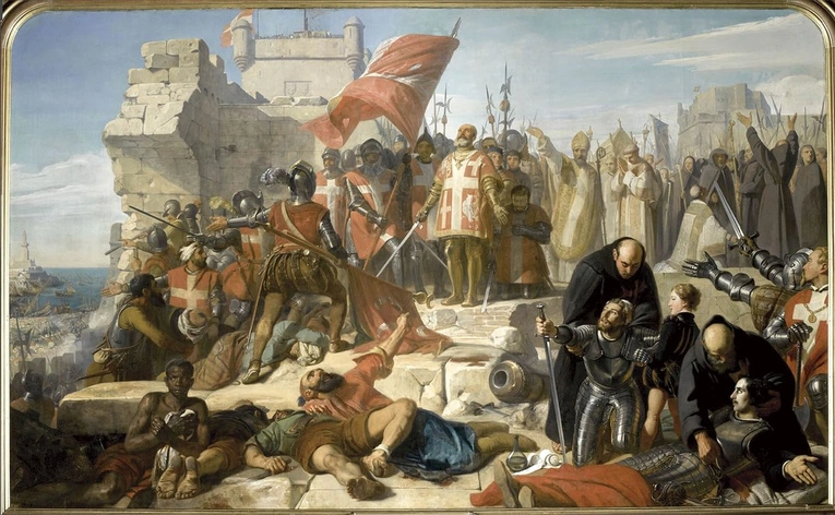Zakończenie oblężenia Malty na obrazie, który w XIX wieku namalował Charles Philippe Lariviere.
