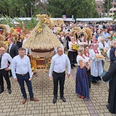 Delegacje z wieńcami żniwnymi i darami ofiarnymi. 